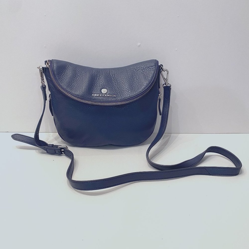 Vince Camuto Steel Blue Leather Crossbody